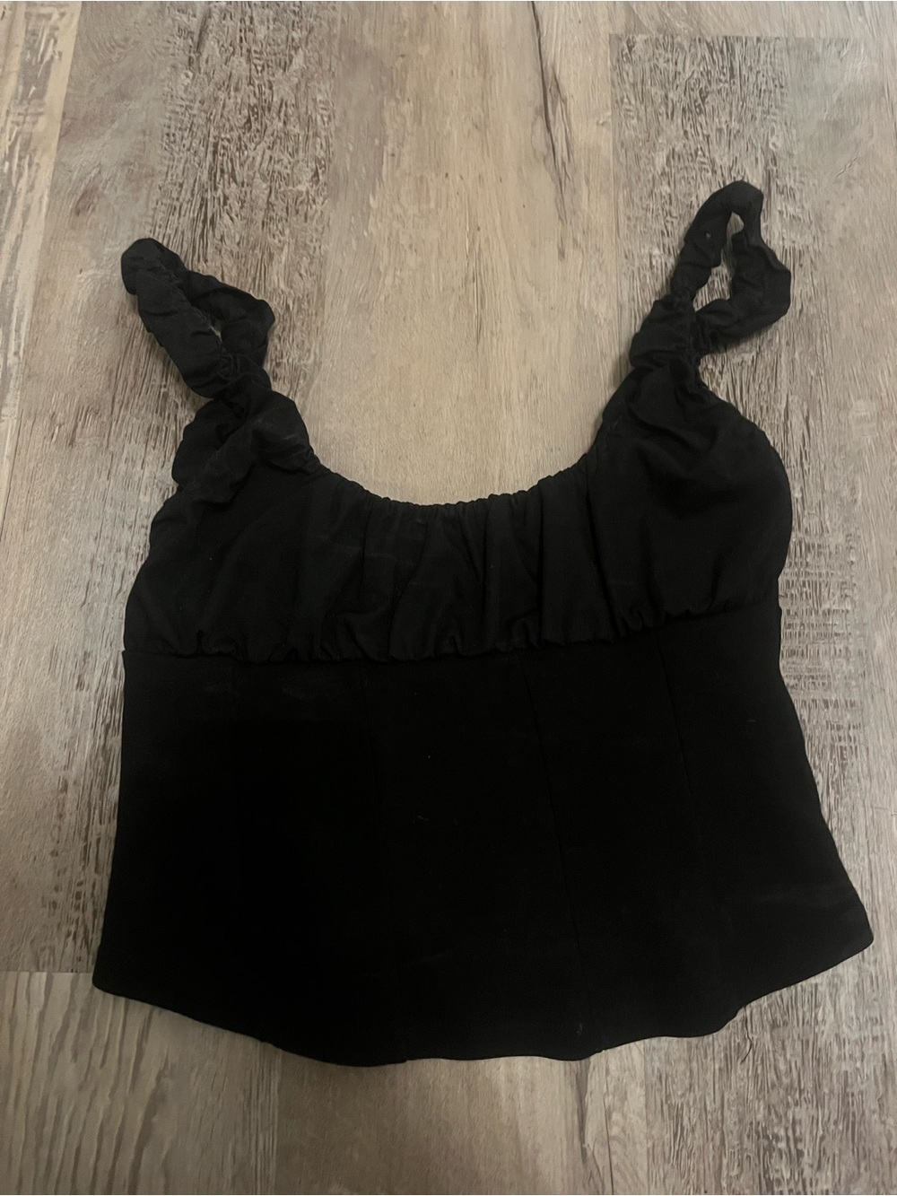 zara cinched ruched crop top